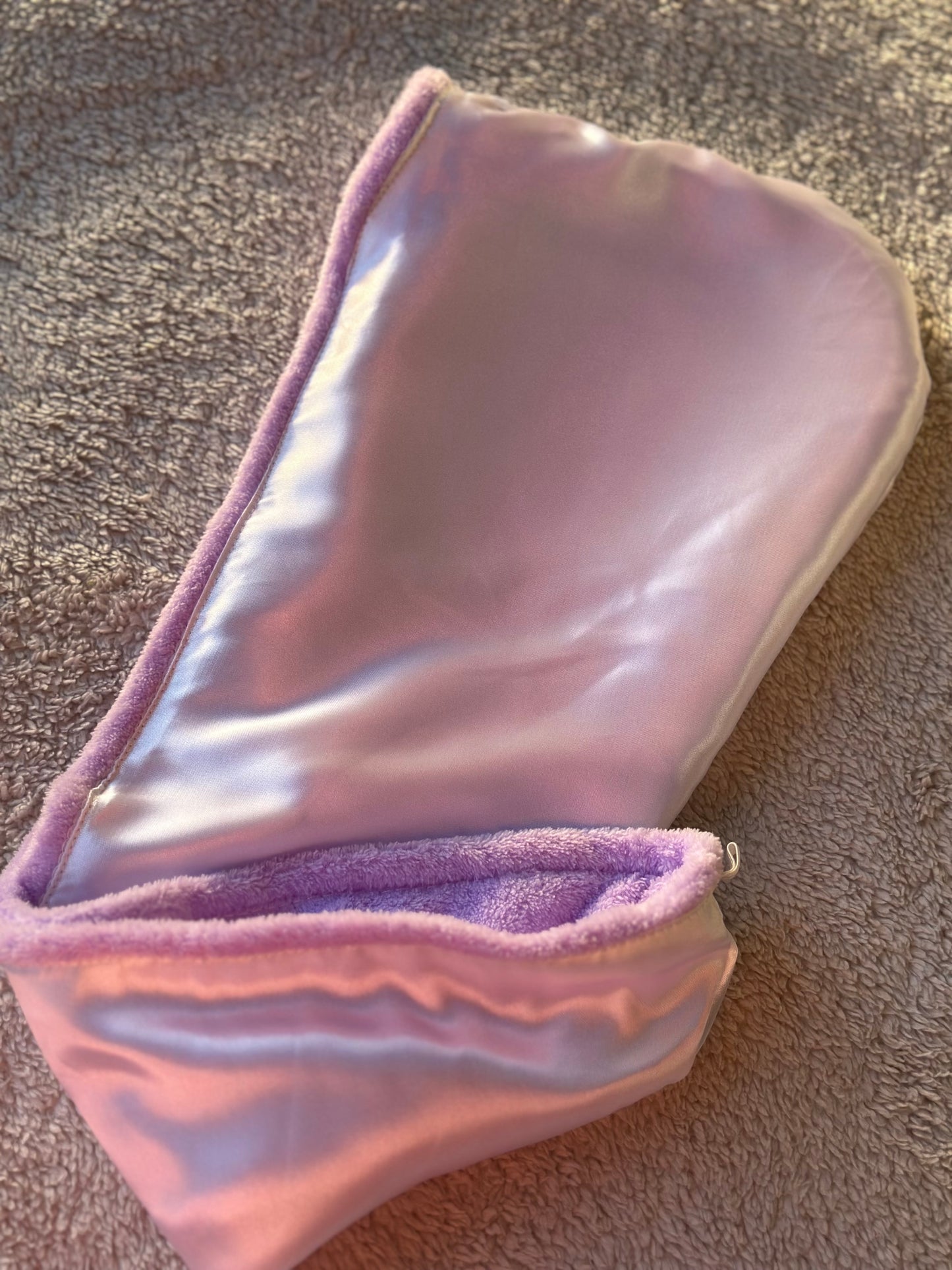 Satin lined microfiber towels