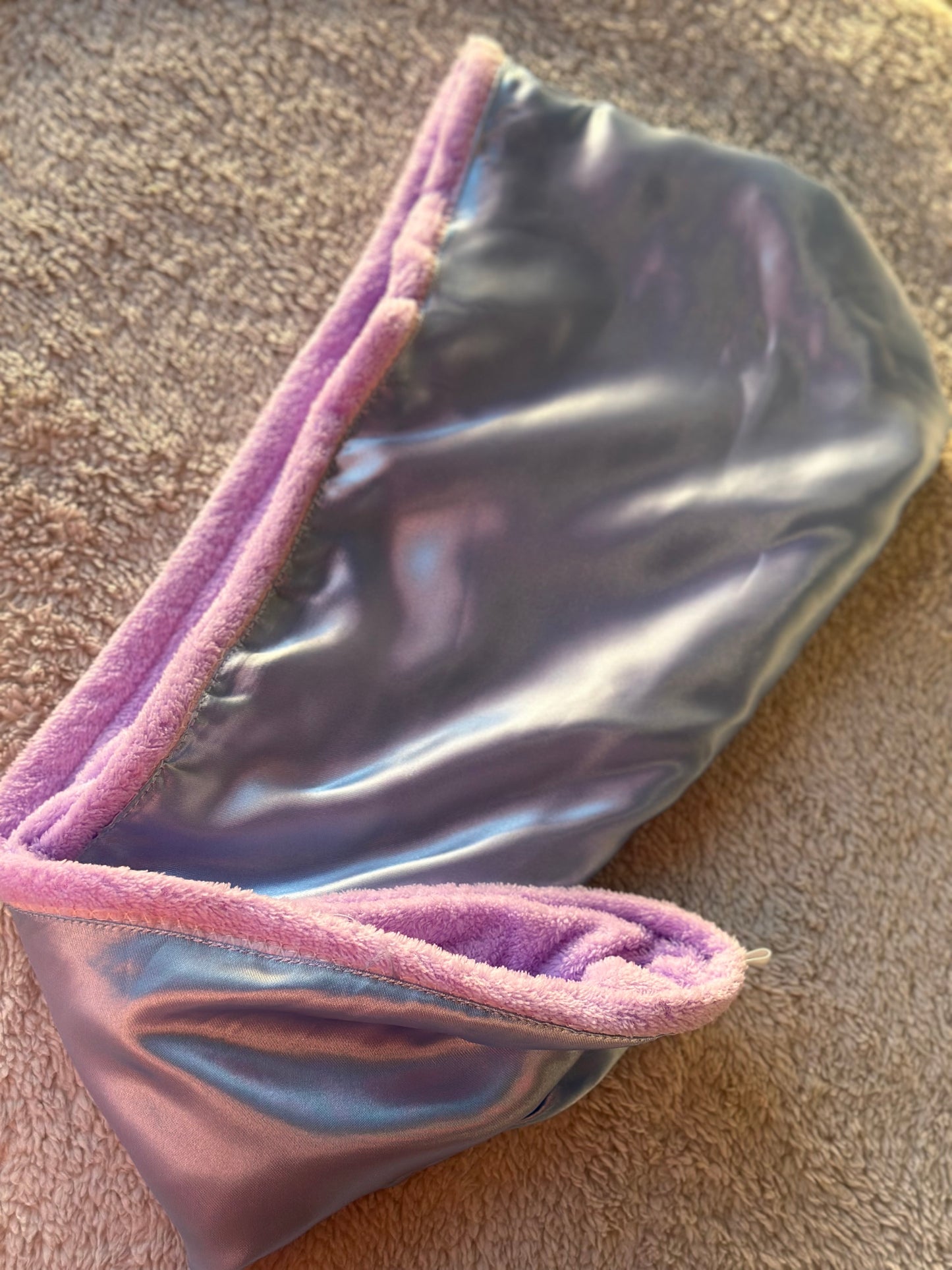 Satin lined microfiber towels
