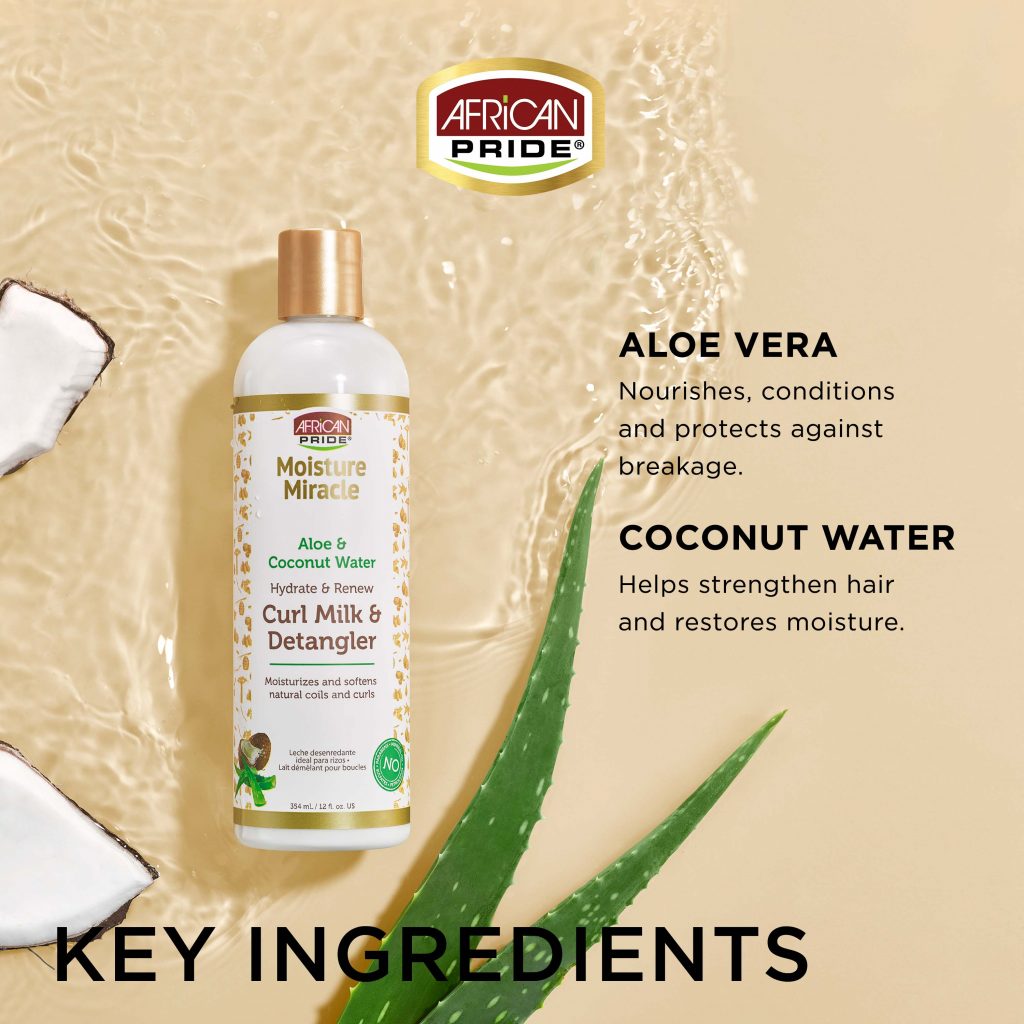 African pride aloe and coconut water curl milk and detangler