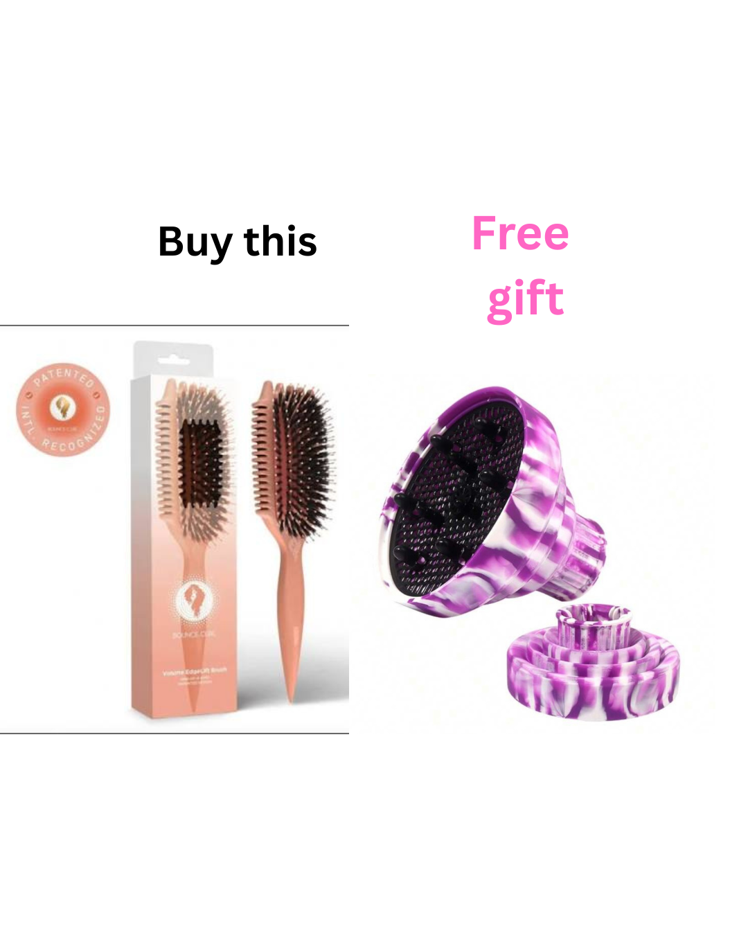 Bounce curl volume edge lift brush- peach + free silicone diffuser