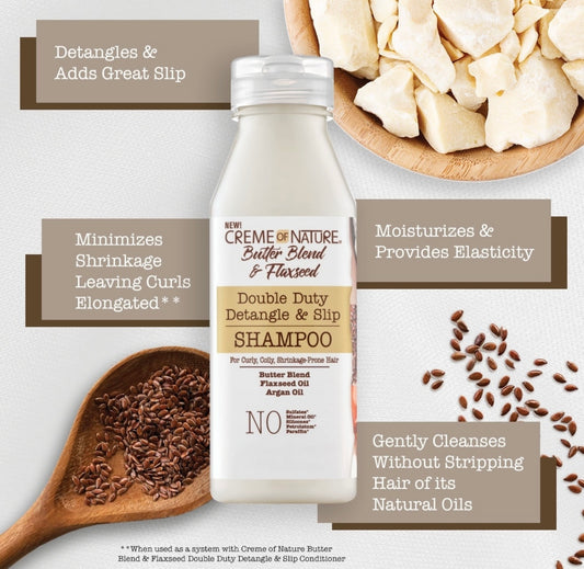 Creme of nature butter blend and flaxseed shampoo