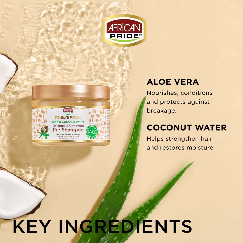 African pride pre-shampoo detangle and condition mask with aloe & coconut water