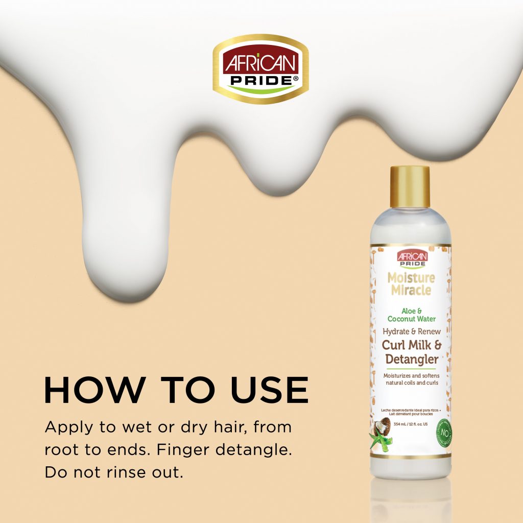 African pride aloe and coconut water curl milk and detangler