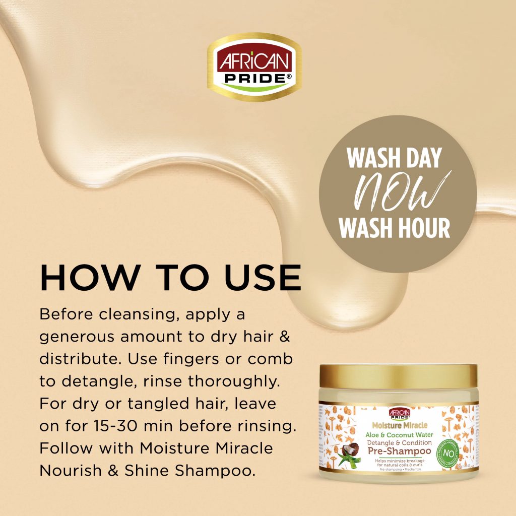 African pride pre-shampoo detangle and condition mask with aloe & coconut water