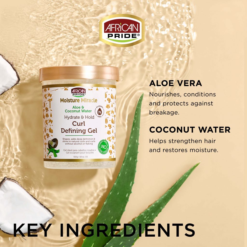 African pride ALOE & COCONUT WATER CURL DEFINING GEL (510gram)