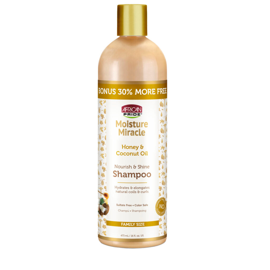 African pride moisture miracle honey & coconut oil shampoo (473ml)
