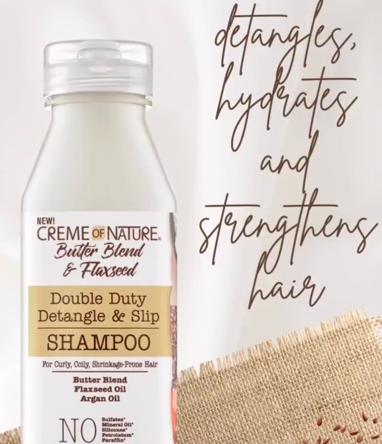 Creme of nature butter blend and flaxseed shampoo