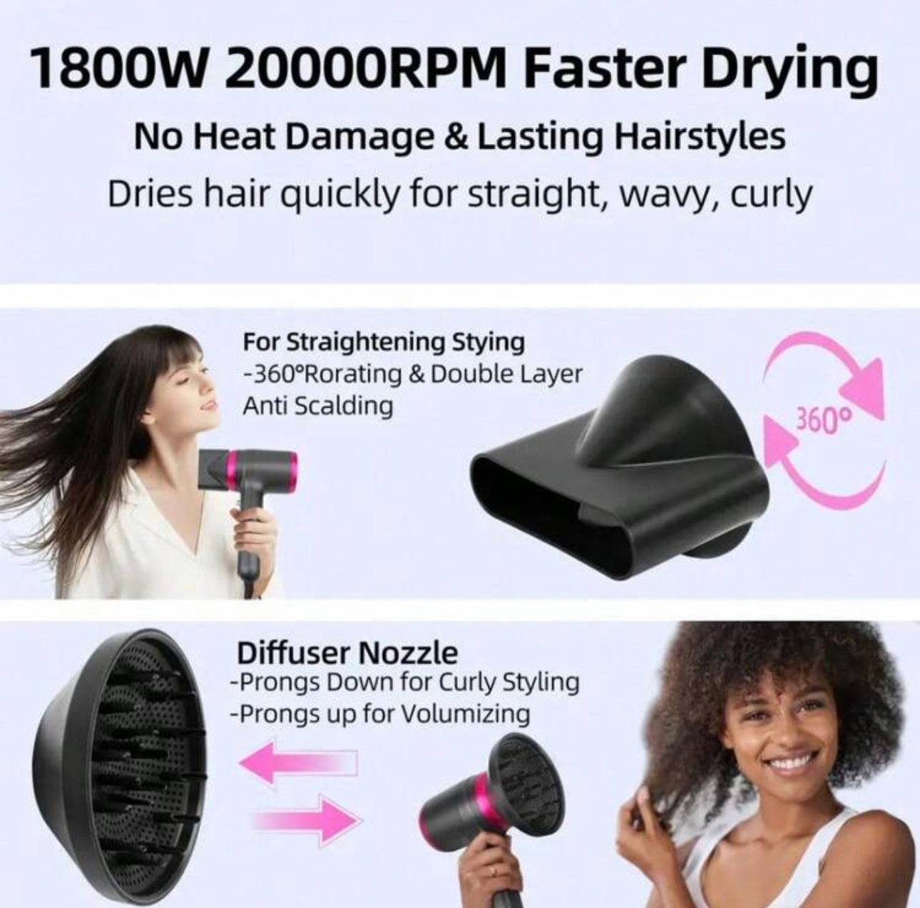 Hairdryer with diffuser