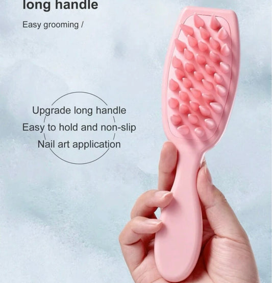 Long handle silicone scalp massager