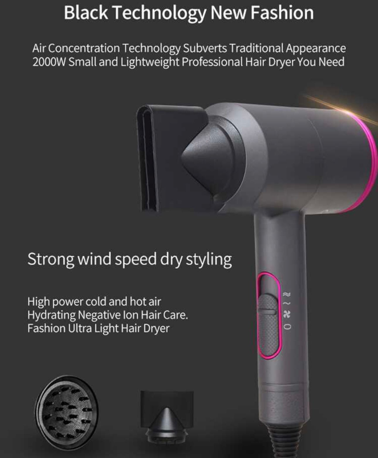 Hairdryer with diffuser